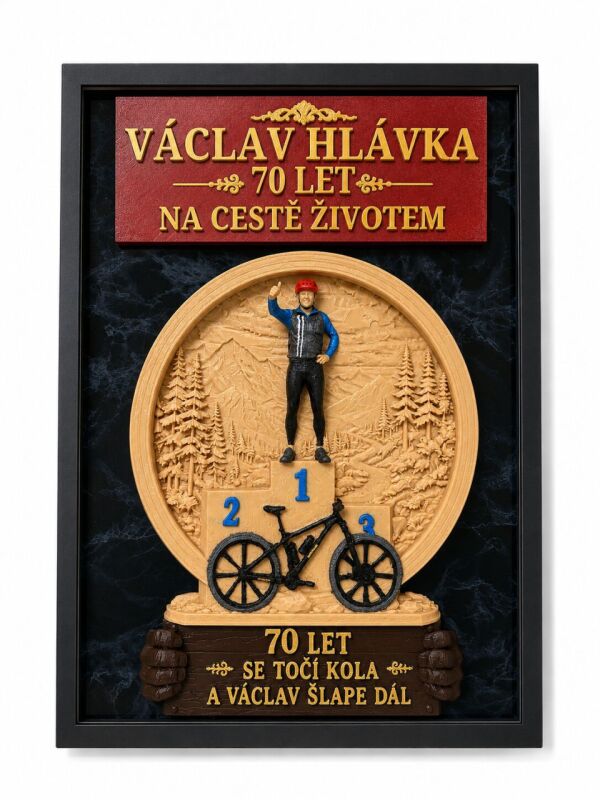 3D obraz k 70. narozeninám – cyklistický motiv